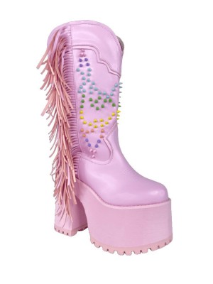 Yru Bad B Fringe Platform Shoes Pink | 1679MEXAG