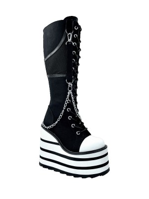 Yru Detention Bndg Platform Shoes Black / White | 8945CTVHD