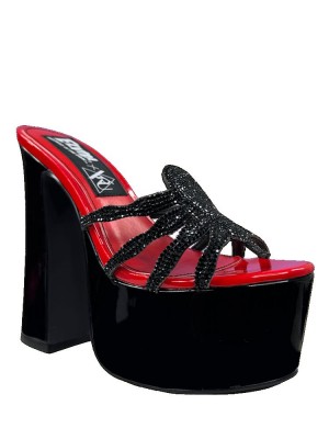 Yru Elvira Spider Pump Platform Shoes Black / Red | 6127ERSYX