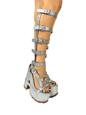 Yru Nightcall Hi Stud Heels Silver | 4187NICTV