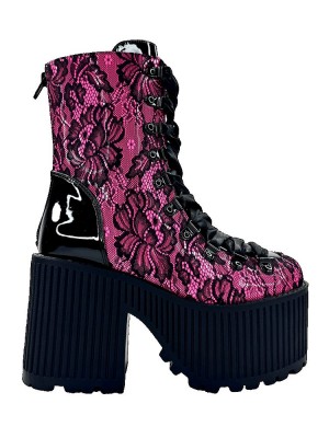 Yru Pandora Lace Platform Shoes Black / Pink | 6283YBTCJ