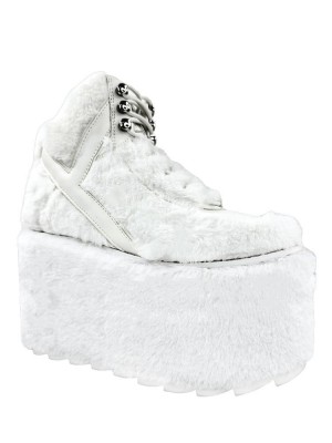 Yru Qozmo Fur Sneakers White | 0289NIXYM