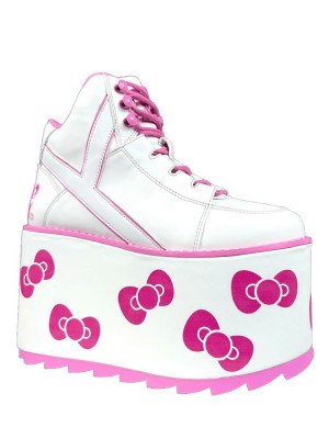 Yru Qozmo Hello Kitty Bow Platform Shoes White / Pink | 8571LWNCI