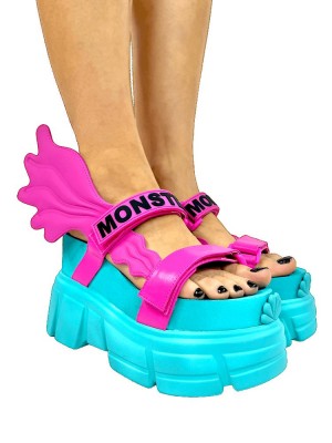 Yru Siren Platform Shoes Pink / Turquoise | 1624TOKQD