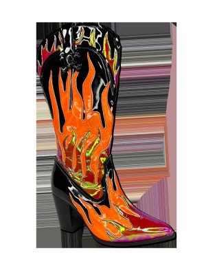 Yru Space Cowgirl Flame Boots Black / Red | 5798DZJNG