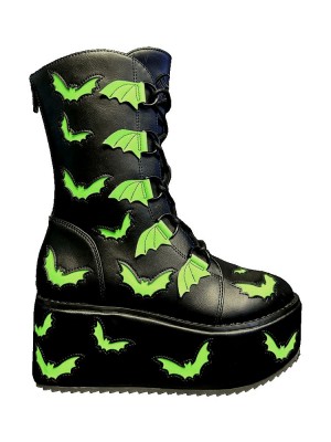 Yru Stomp Bat Boots Black / Green | 9158QCTSK