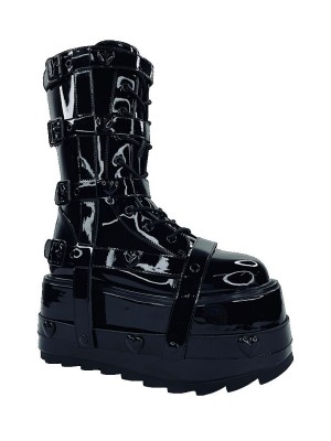 Yru Trance Bndg Heart Boots Black | 4269SOYUB