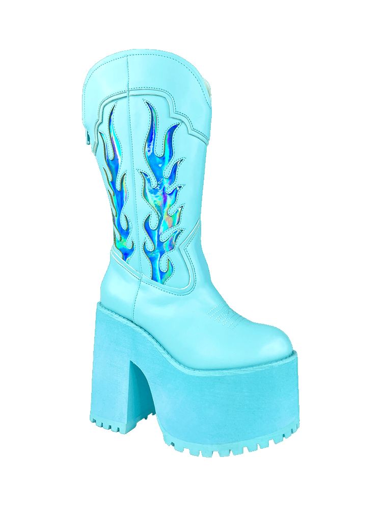 Yru Bad B Flame Boots Blue | 6495UZGAY