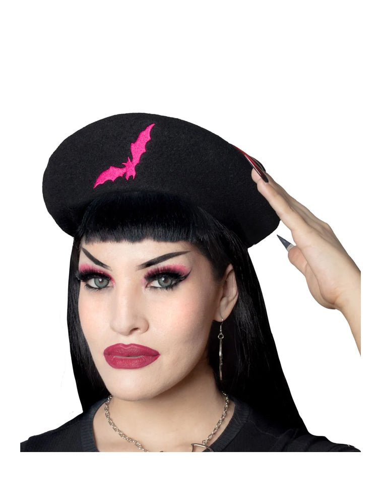 Yru Bat Beret Hats Black / Pink | 9428HBXDP