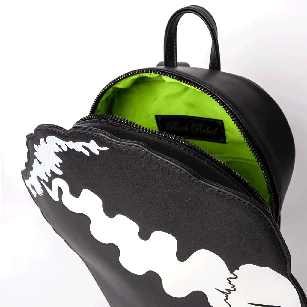 Yru Bride Of Frankestein Head Backpacks Black / White | 7298BPIHU