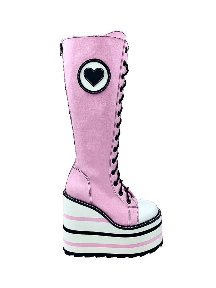 Yru Detention Heart Boots Pink / Black | 1786MHFBI