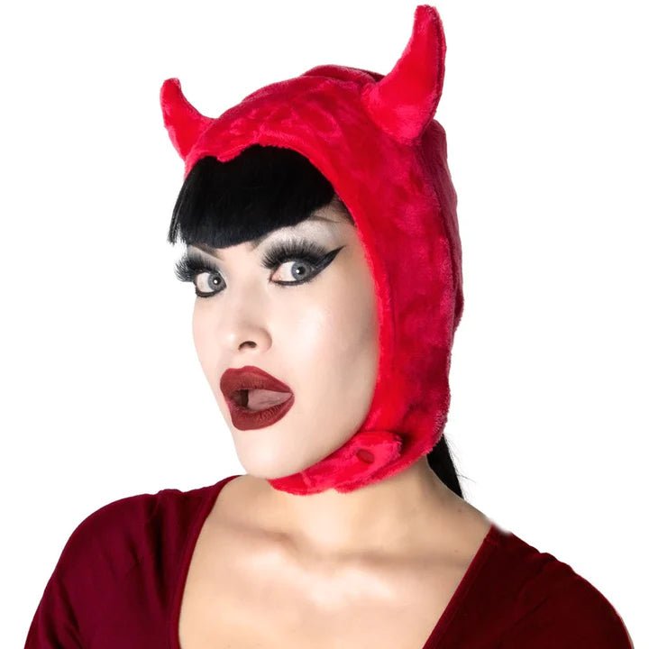 Yru Devil Horror Hood Hats Red | 7418TQBYJ