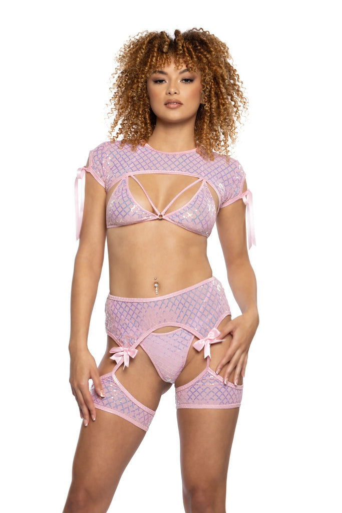 Yru Diamond Sequin Mesh Chaps Bottoms Pink | 5073XDIKZ