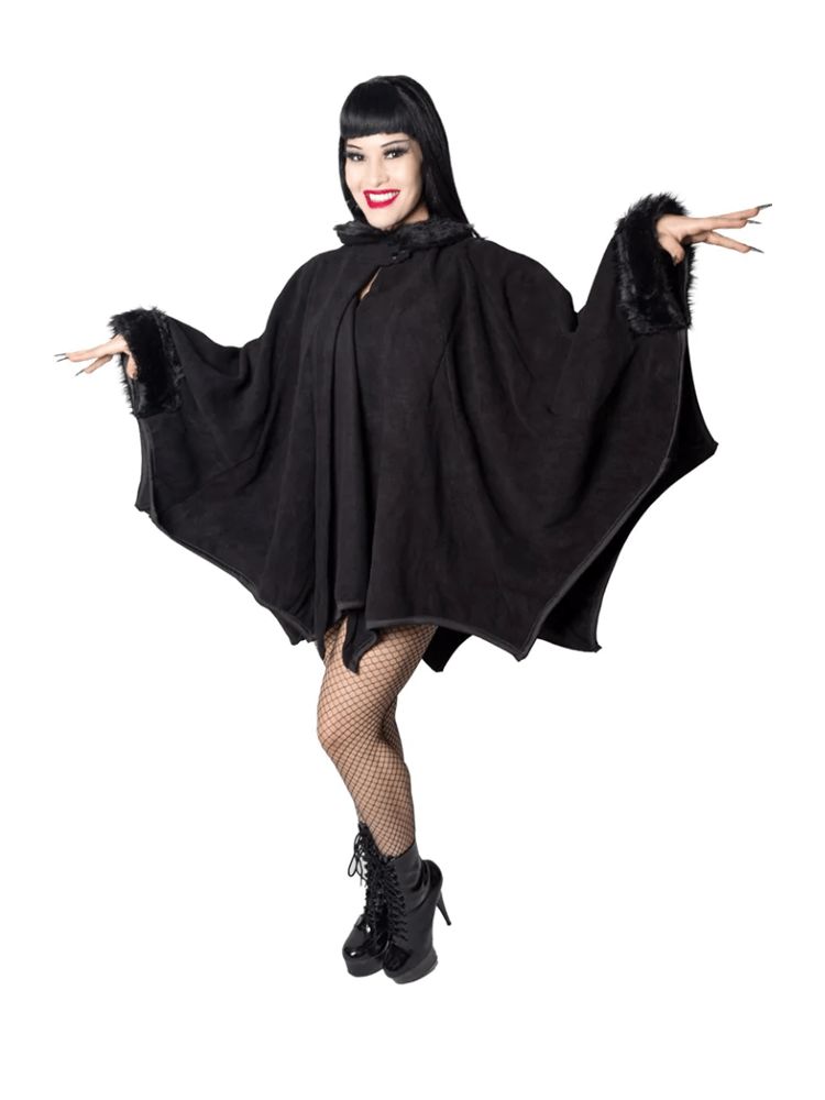 Yru Glamour Ghoul Web Cape Fur Tops Black | 5296KTXLG