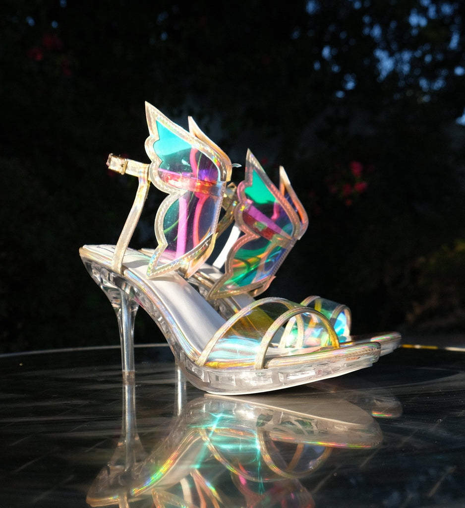 Yru Glass Wing Heels Gold | 6308DYUGI