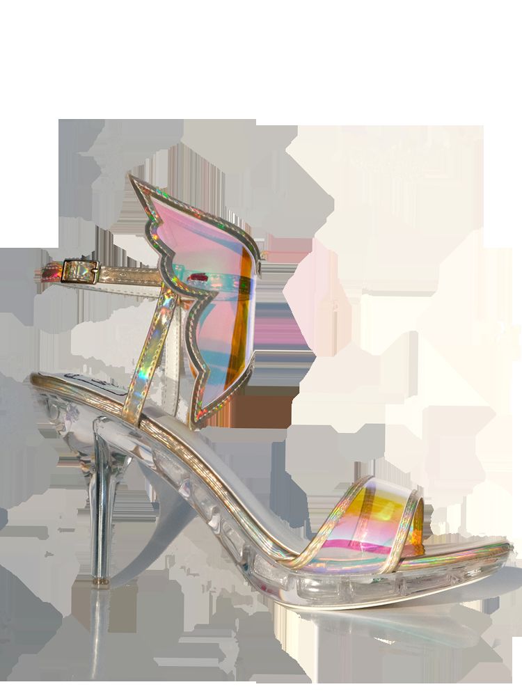 Yru Glass Wing Heels Gold | 6308DYUGI