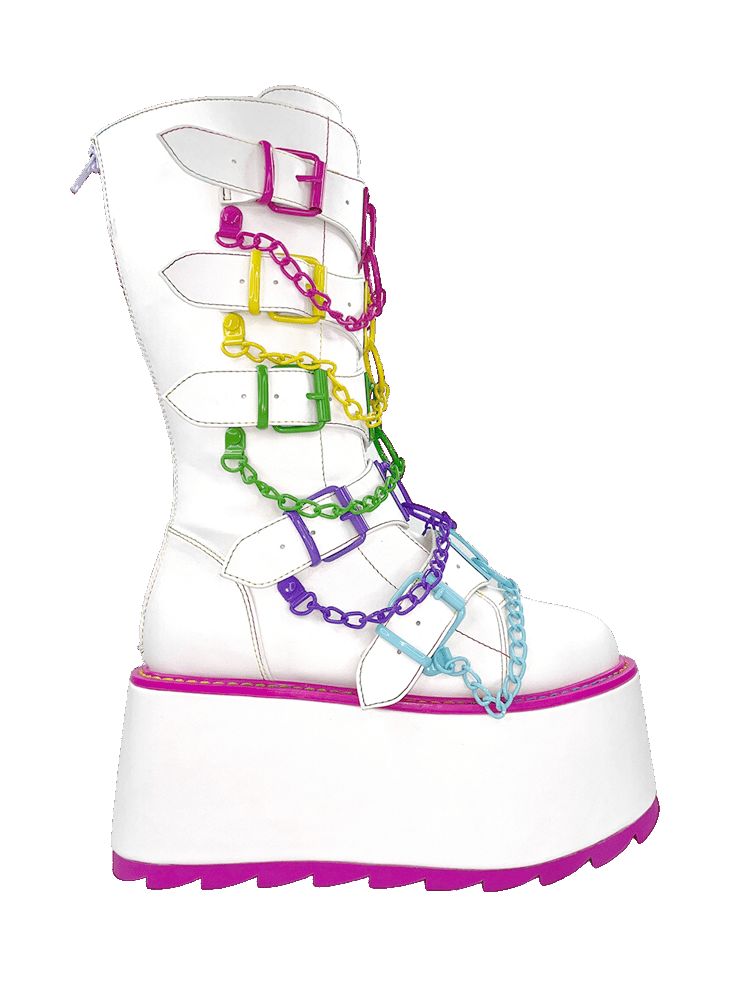 Yru Glitch Platform Shoes White / Multicolor | 1307DWHTU