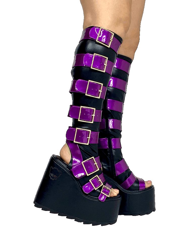 Yru Howler Platform Shoes Black / Purple | 1389YQIST