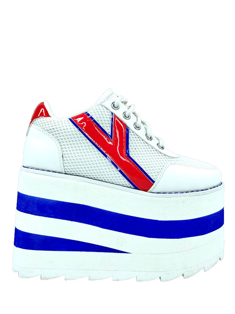 Yru Karazii Platform Shoes White / Red / Blue | 0294TBAOU