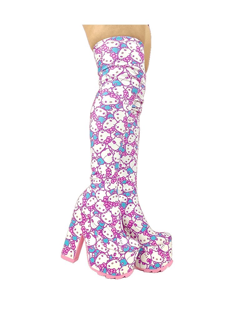 Yru Labyrinth Kawaii Hello Kitty Boots White / Pink / Blue | 8056ZVJXG