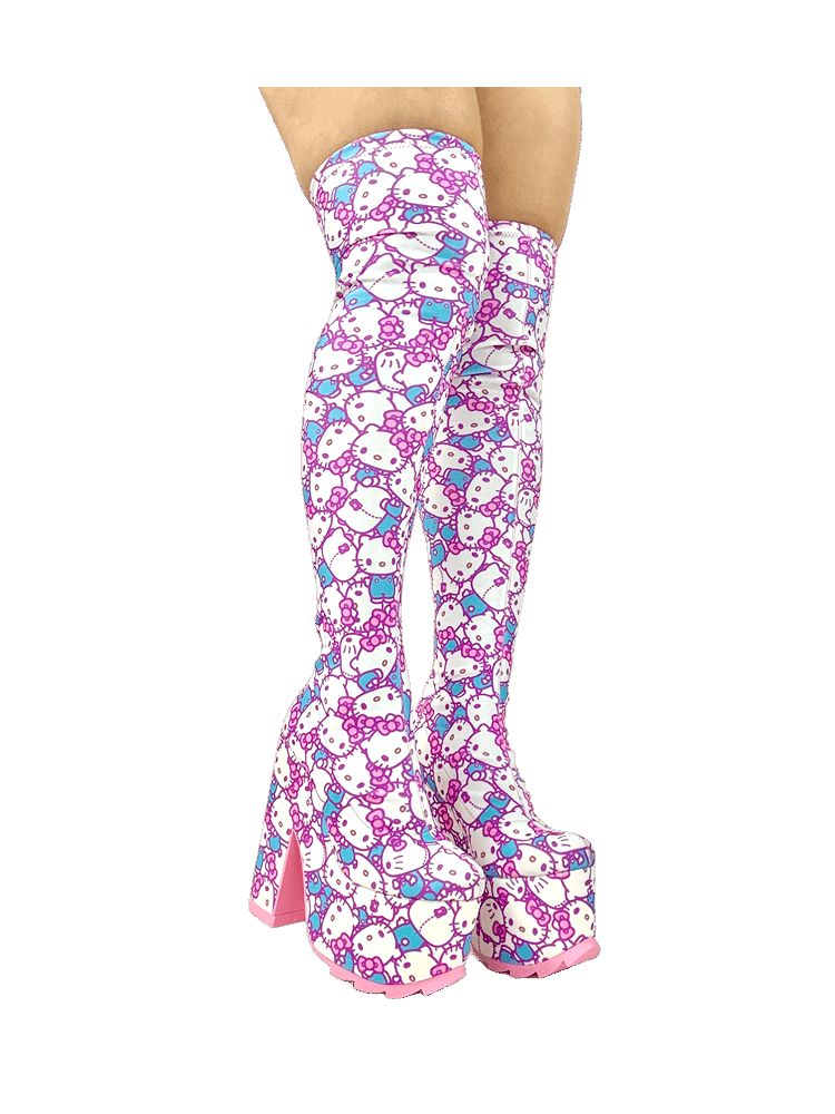 Yru Labyrinth Kawaii Hello Kitty Boots White / Pink / Blue | 8056ZVJXG