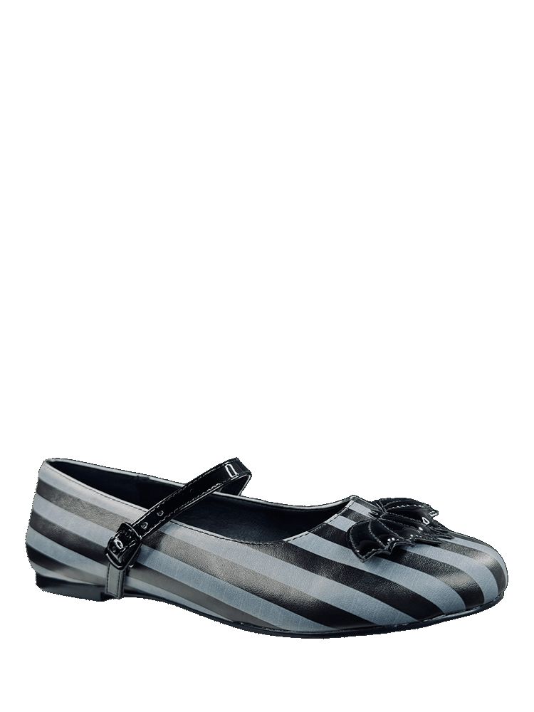 Yru Mary Jane Bat Stripe Flats Stripes / Black / Grey | 1267NTAYC