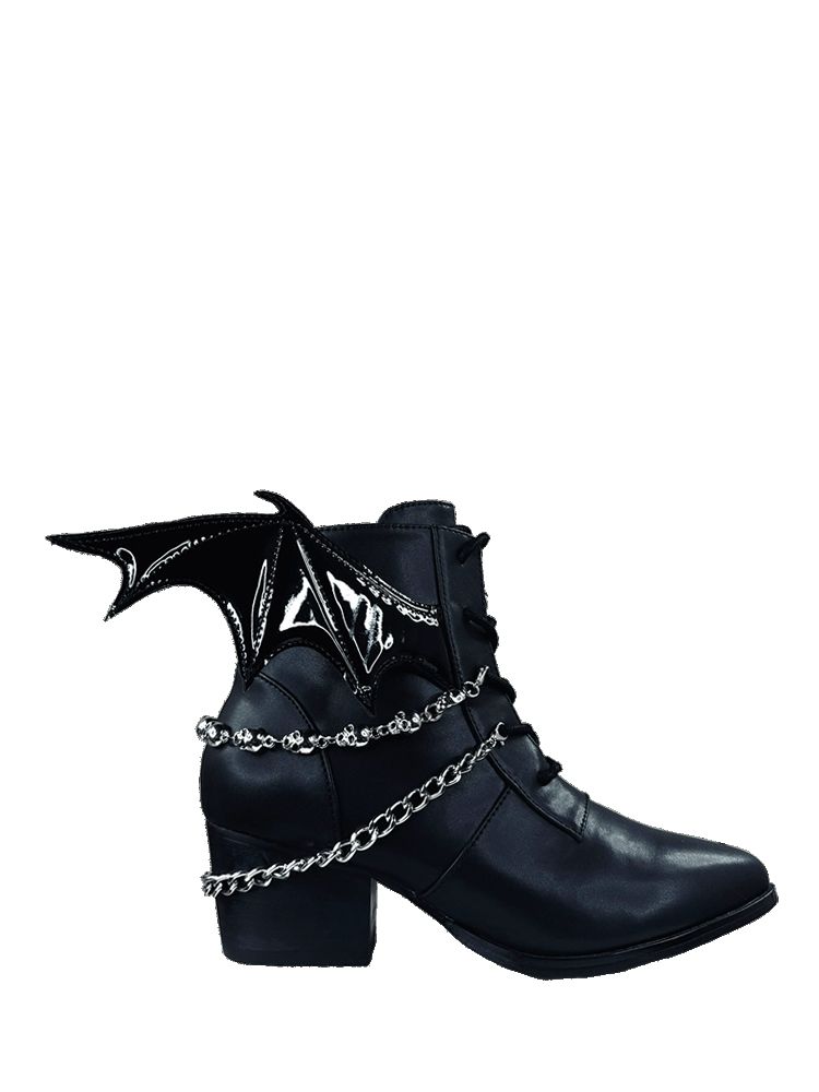 Yru Nadja Bat Wing Boots Black / Silver | 5683PTCAY