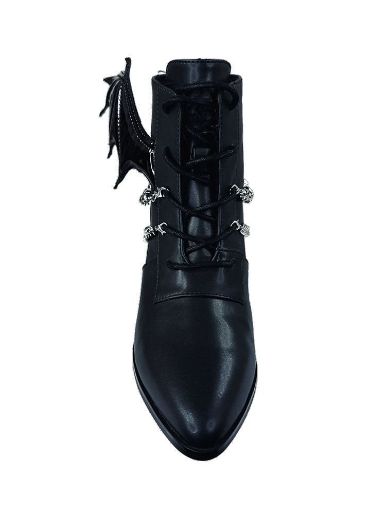 Yru Nadja Bat Wing Boots Black / Silver | 5683PTCAY