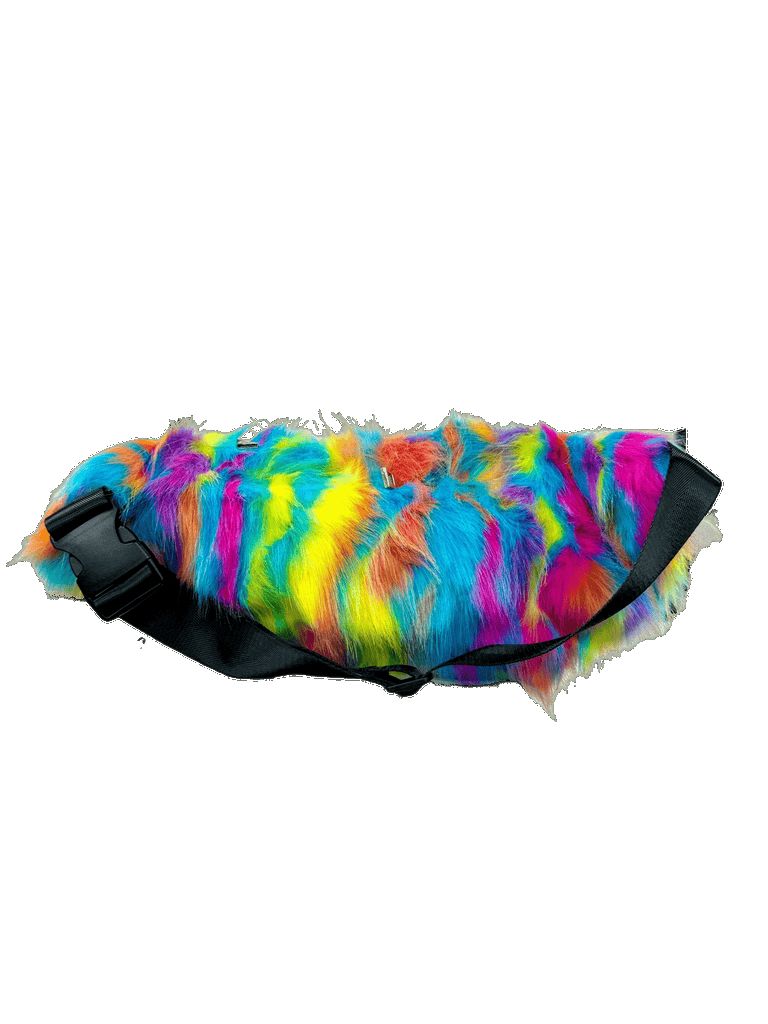 Yru Neon Stripe Fur Fanny Pack Bags Stripes | 9412GBTZQ