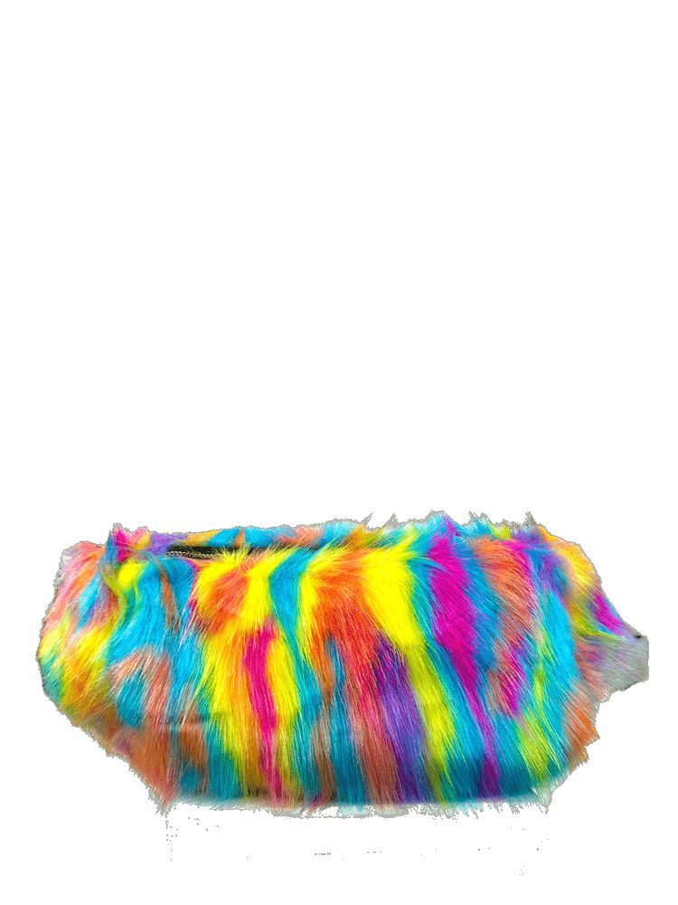 Yru Neon Stripe Fur Fanny Pack Bags Stripes | 9412GBTZQ