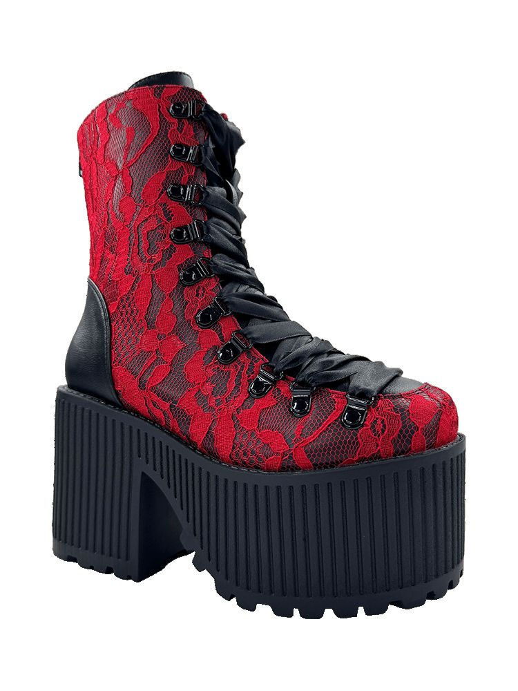 Yru Pandora Lace Boots Black / Red | 7834FANQE