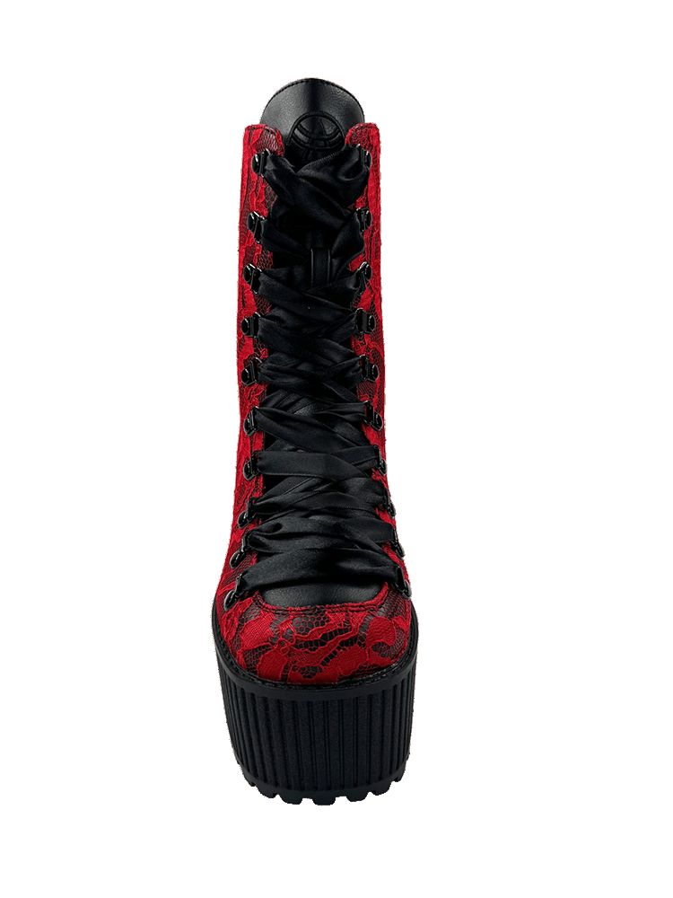 Yru Pandora Lace Boots Black / Red | 7834FANQE