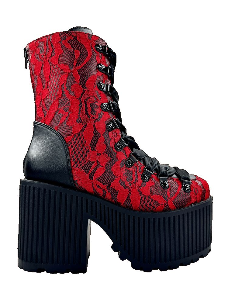 Yru Pandora Lace Boots Black / Red | 7834FANQE