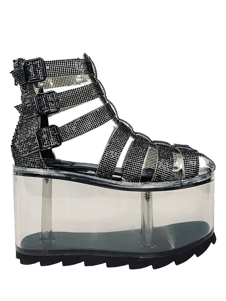 Yru Qloud Odyssey Platform Shoes Black | 9352LUAZQ