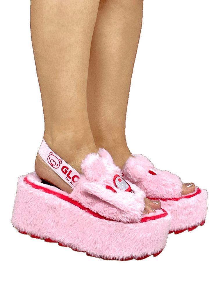 Yru Qozii Slide Gloomy Bear Platform Shoes Pink | 9376SKLAN