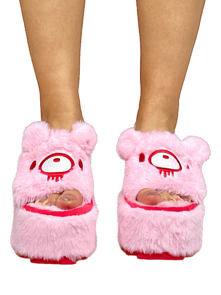 Yru Qozii Slide Gloomy Bear Platform Shoes Pink | 9376SKLAN