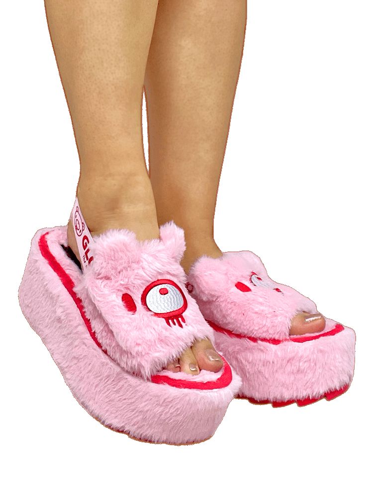 Yru Qozii Slide Gloomy Bear Platform Shoes Pink | 9376SKLAN