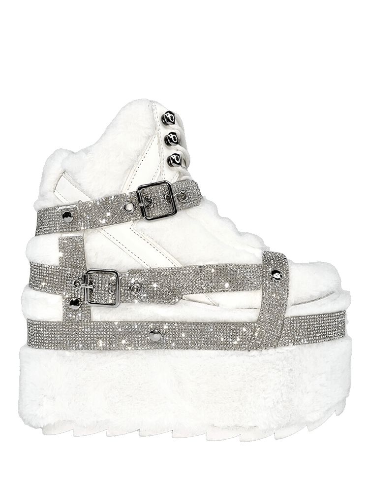 Yru Qozmo Bndg Bling Platform Shoes White | 8591XZWYM