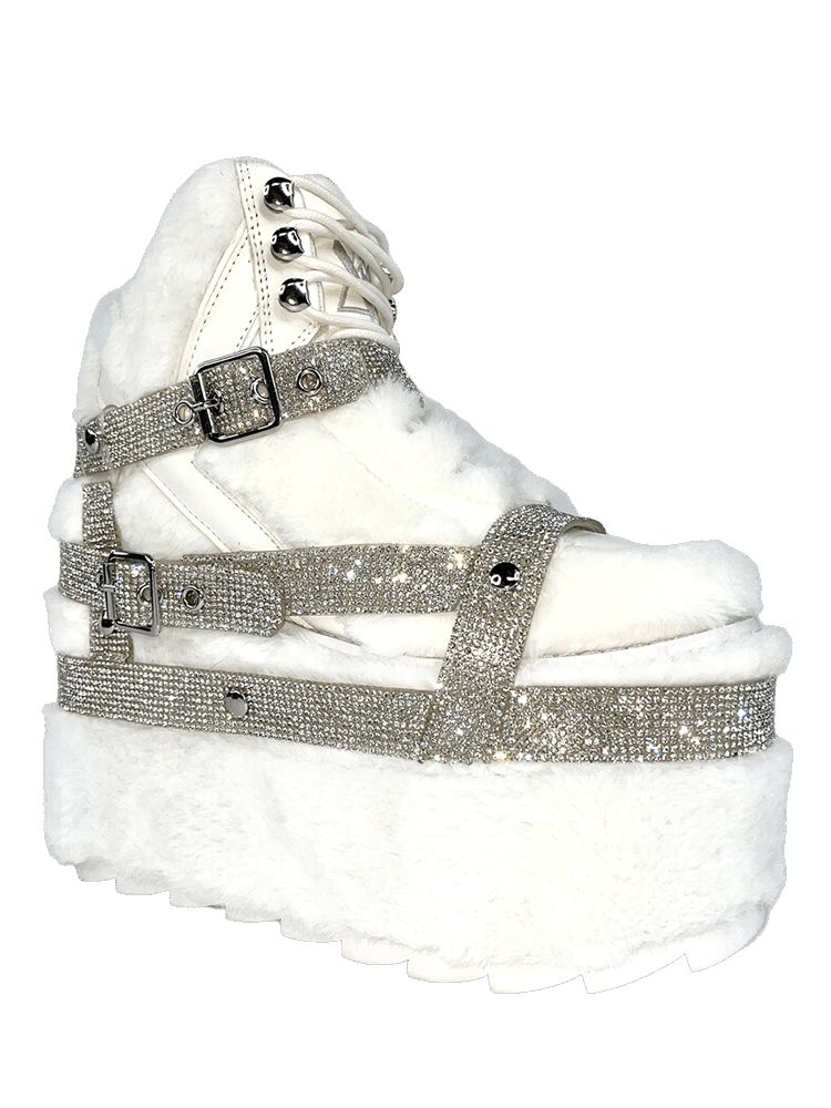 Yru Qozmo Bndg Bling Platform Shoes White | 8591XZWYM