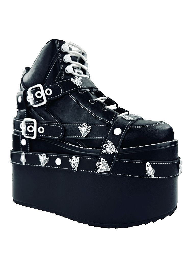 Yru Qozmo Bndg Ghost Vampire Freaks Platform Shoes Black / White | 5843YBCLR