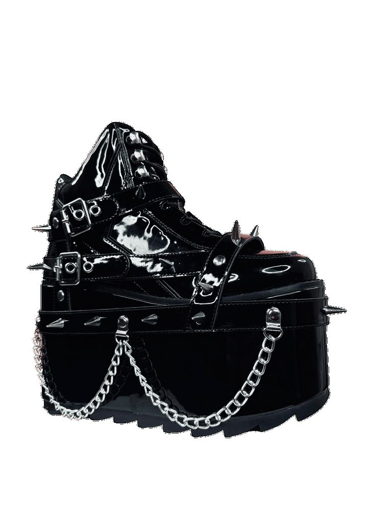 Yru Qozmo Bndg Spike Platform Shoes Black / Silver | 9820ENTQJ