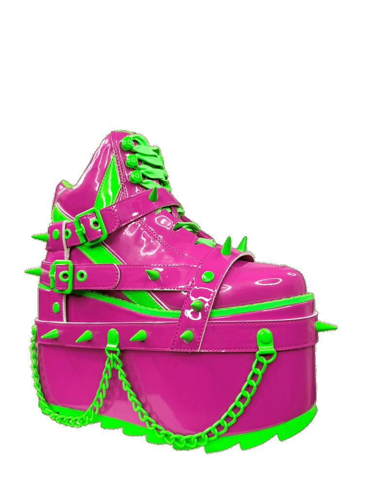 Yru Qozmo Bndg Spike Platform Shoes Pink / Green | 8651LNZDI