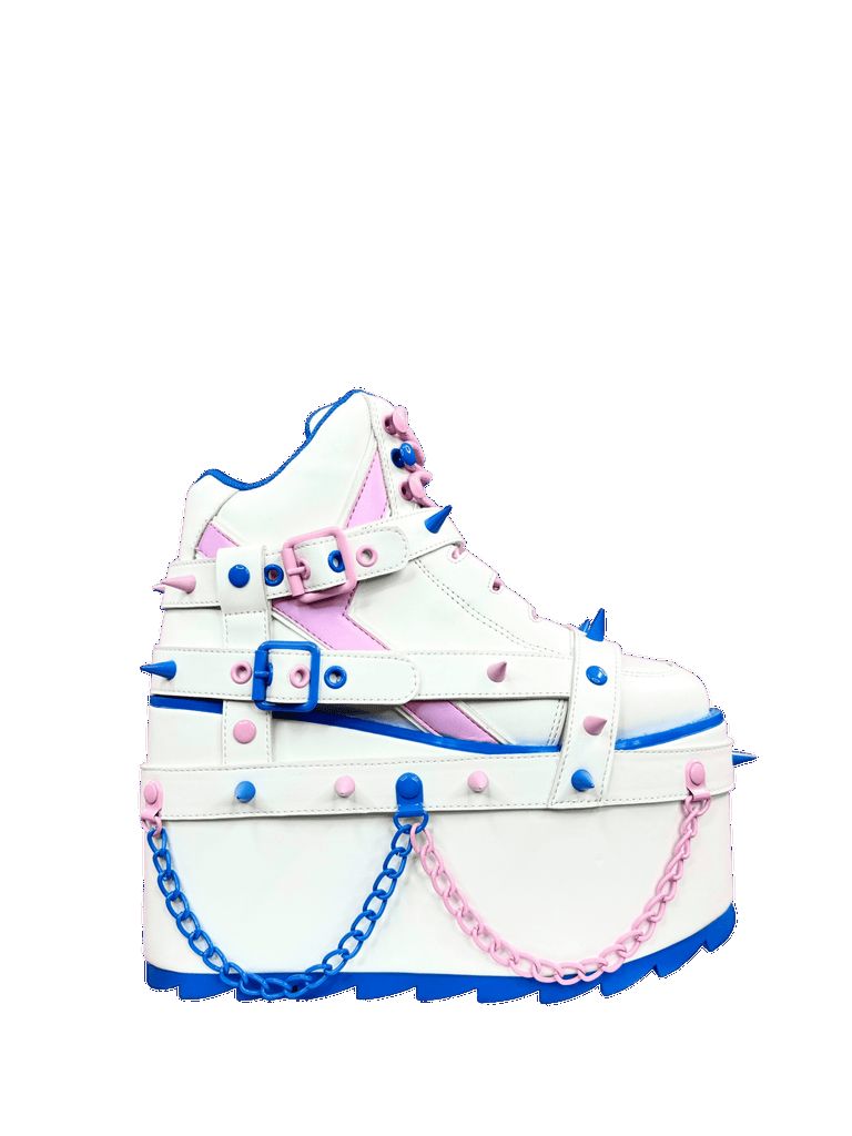 Yru Qozmo Bndg Spike Platform Shoes White / Pink / Blue | 2045KFLSJ