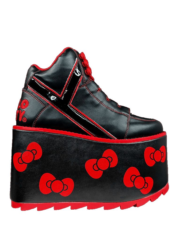 Yru Qozmo Hello Kitty Bow Platform Shoes Black / Red | 3758VLFMJ