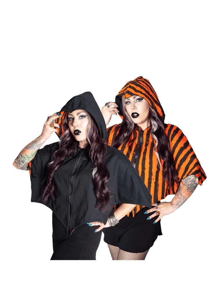 Yru Reversible Trick Or Treat Pumpkin Shoulder Cape Tops Black / Orange | 4319EKPWY