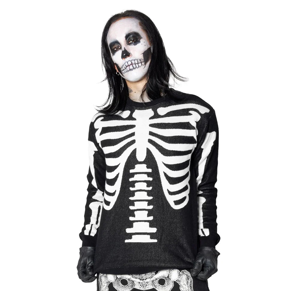 Yru Ribcage Skeleton Bones Sweater Tops Multicolor | 9673BRWCS