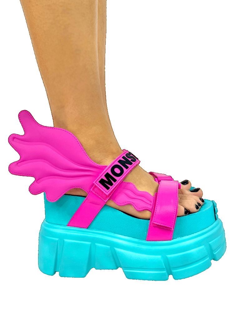 Yru Siren Platform Shoes Pink / Turquoise | 1624TOKQD