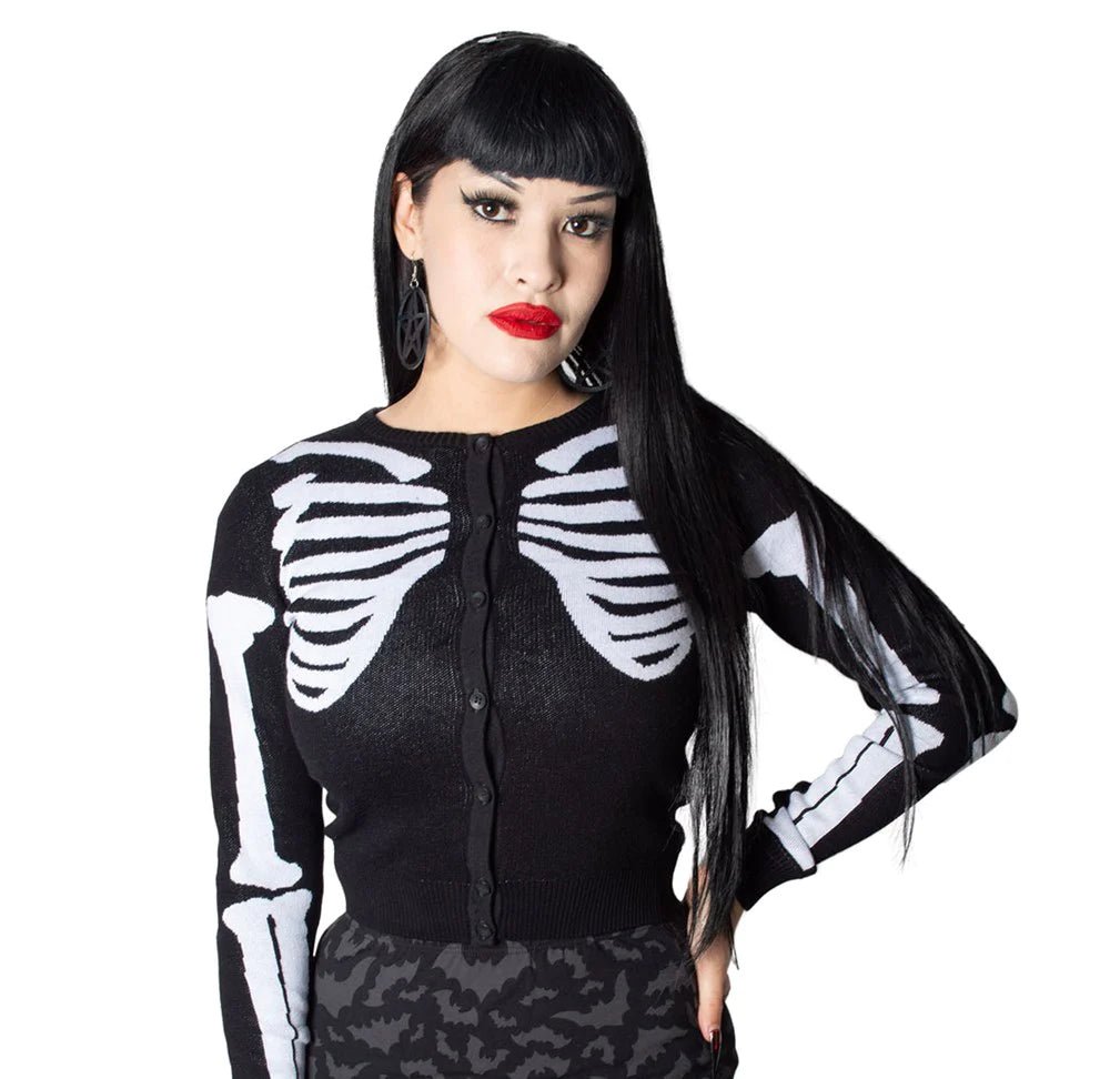 Yru Skeleton Ribcage Bones Cardigan Tops Multicolor | 9601QITLG