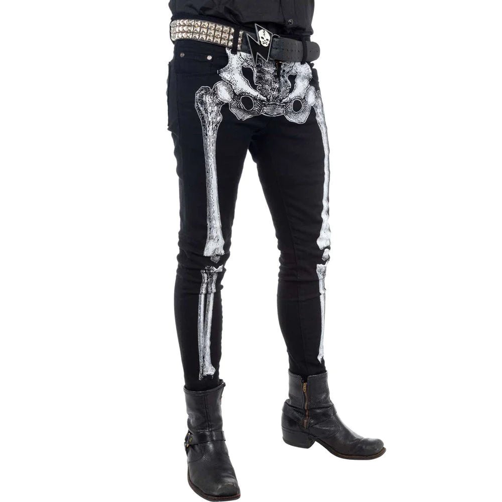 Yru Skeleton Skinny Jeans Bottoms White Beige | 4925FWDEL