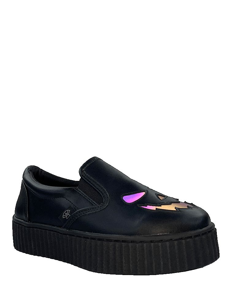 Yru Slypt Scary Jackolantern Flats Black | 1436ONMQH